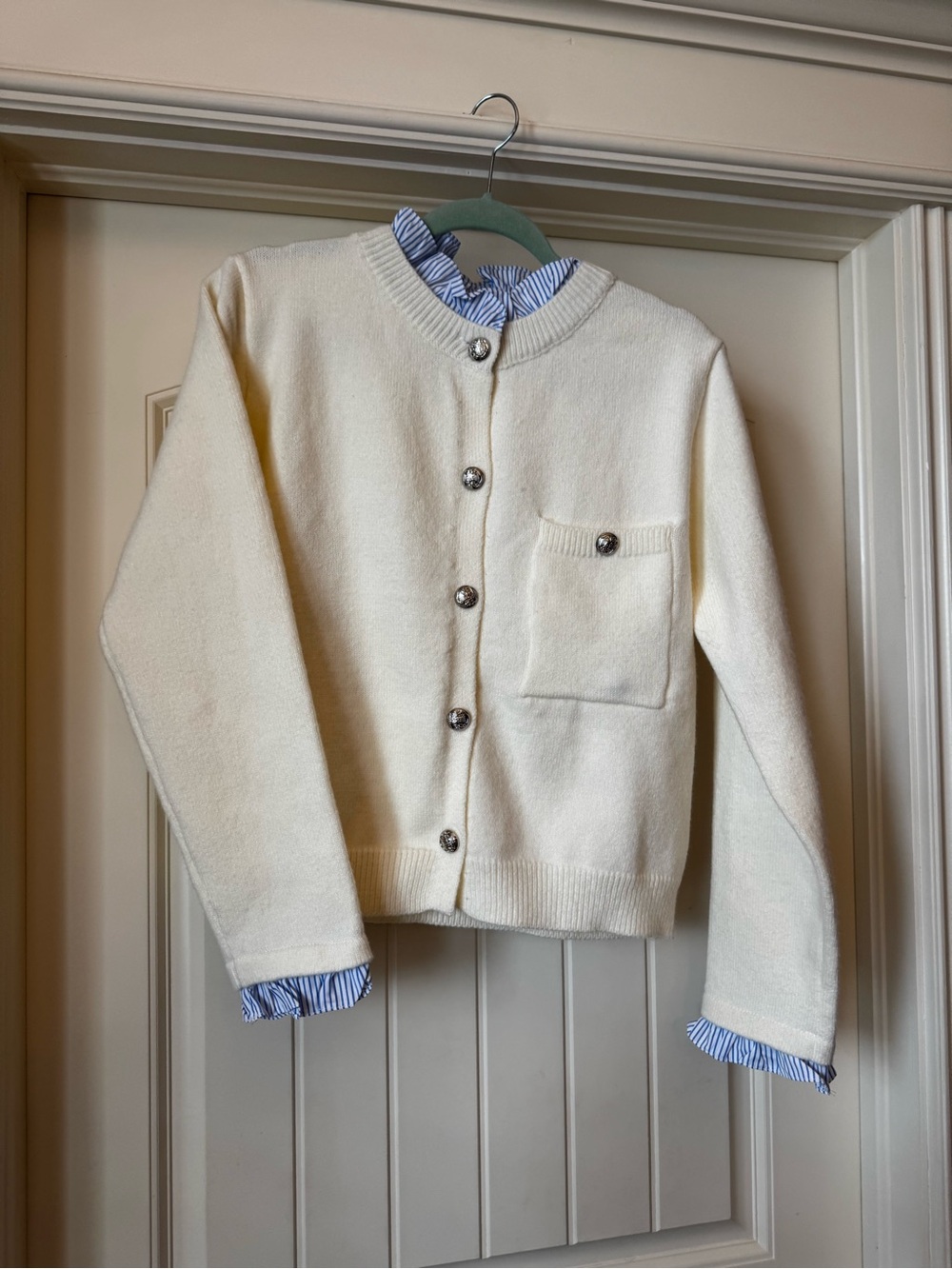 entro Cream Knit Button-Front Cardigan Jacket